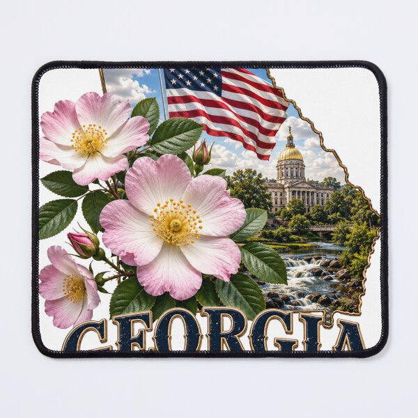 Item preview, Georgia Cherokee Rose State Flower American Flag Shirt – Peach State Patriotic T-Shirt designed and sold by MOELYA.