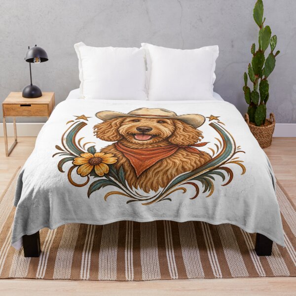 Item preview, Cowboy Goldendoodle Western Dog Portrait designed and sold by AMICO77.