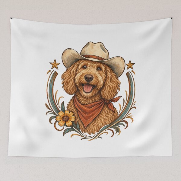 Item preview, Cowboy Goldendoodle Western Dog Portrait designed and sold by AMICO77.