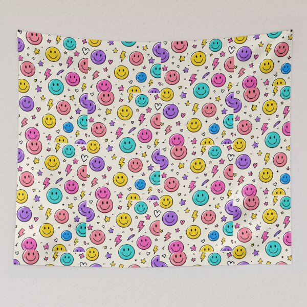 Item preview, Colorful Happy Faces & Stars Pattern designed and sold by Car23314.