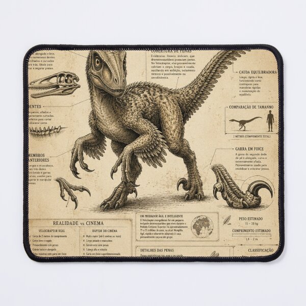 Item preview, Velociraptor Mongoliensis | Vintage Paleontology Scientific Illustration designed and sold by VantedStore.