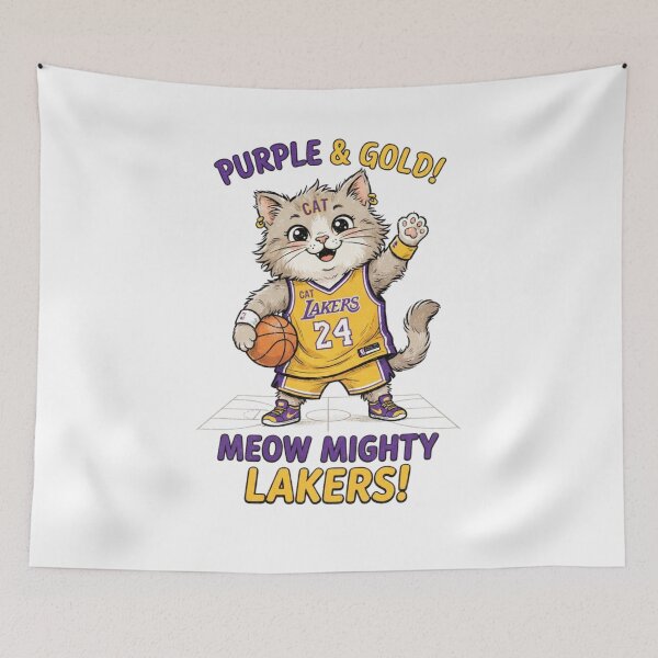 Item preview, Cute Cat Basketball Player - Purple and Gold Meow Mighty Lakers designed and sold by annaarthk.