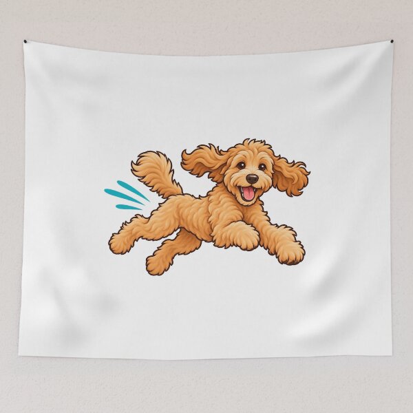 Item preview, Happy Running Goldendoodle Cartoon designed and sold by AMICO77.