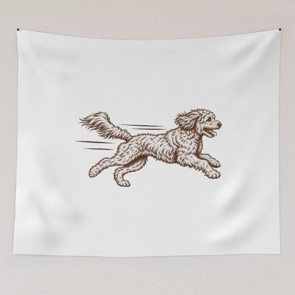 Item preview, Running Goldendoodle One Color Line Art designed and sold by AMICO77.