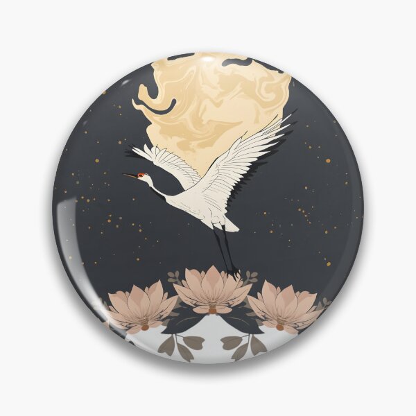 Item preview, Flying Crane Bird with Celestial Moon and Lotus designed and sold by werzixr.