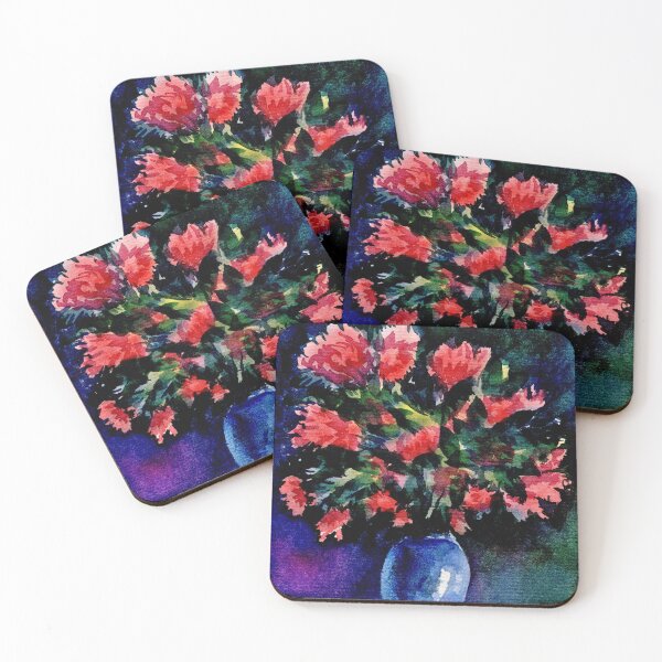 Item preview, Flowers Against the Night, Red Floral Watercolour Still Life designed and sold by ArithraStudio.