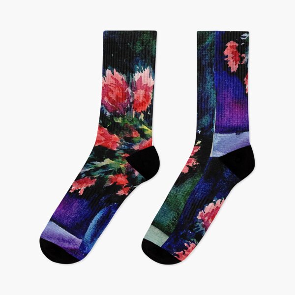 Item preview, Flowers Against the Night, Red Floral Watercolour Still Life designed and sold by ArithraStudio.