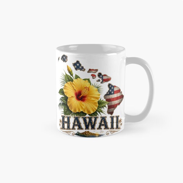 Item preview, Hawaii Yellow Hibiscus State Flower American Flag Shirt – Aloha State Patriotic Islands T-Shirt designed and sold by MOELYA.