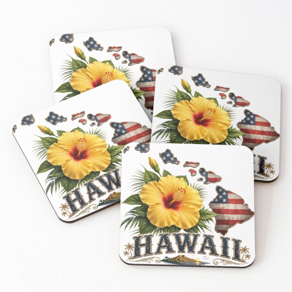 Item preview, Hawaii Yellow Hibiscus State Flower American Flag Shirt – Aloha State Patriotic Islands T-Shirt designed and sold by MOELYA.