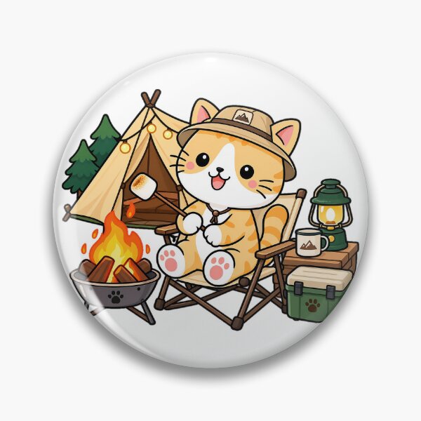Item preview, Cute Orange Tabby Camping Cat by Campfire Kawaii Outdoor Kitty designed and sold by NoopnyangStudio.