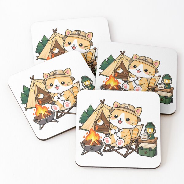 Item preview, Cute Orange Tabby Camping Cat by Campfire Kawaii Outdoor Kitty designed and sold by NoopnyangStudio.