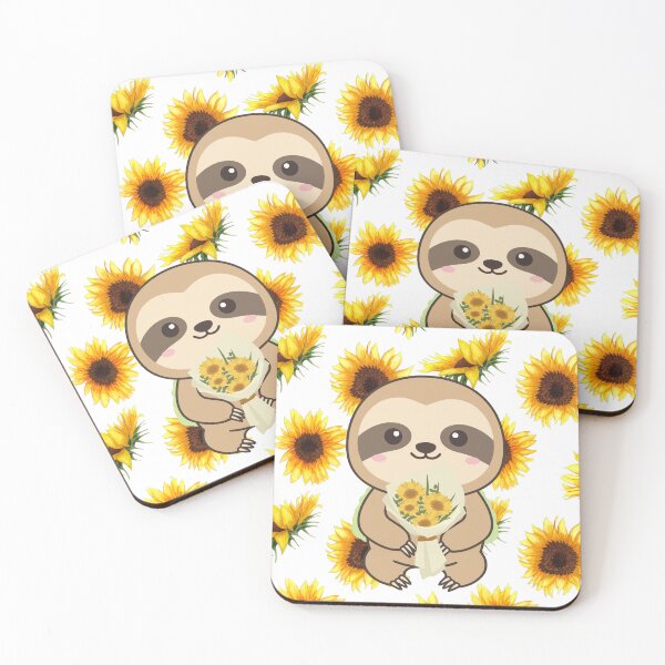 Item preview, adorable Fall  sloth  cartoon  sunflower bouquet designed and sold by CAArtistVenusJ.