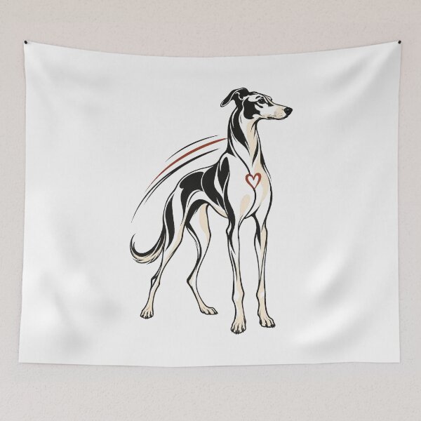 Item preview, Minimal Black Lurcher Heart Line Art designed and sold by AMICO77.