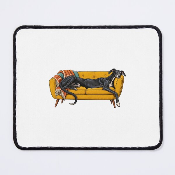 Item preview, Black Lurcher Couch Companion Retro Art designed and sold by AMICO77.