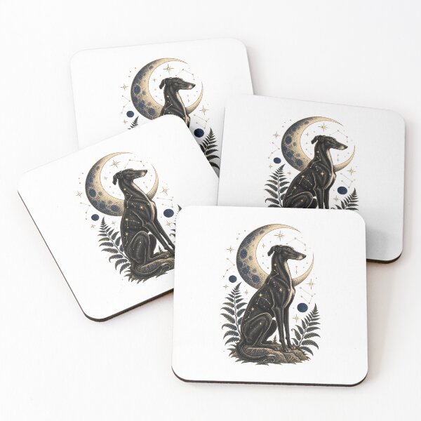 Item preview, Celestial Black Lurcher Moon and Stars designed and sold by AMICO77.