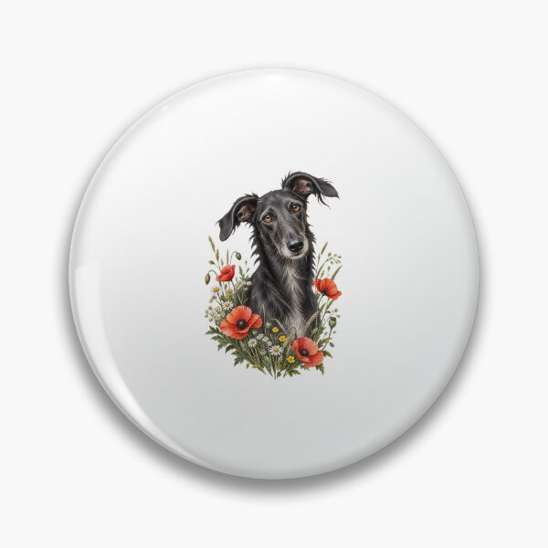 Item preview, Black Lurcher Poppy Flower Portrait designed and sold by AMICO77.