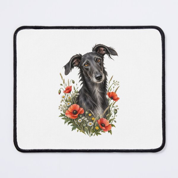 Item preview, Black Lurcher Poppy Flower Portrait designed and sold by AMICO77.