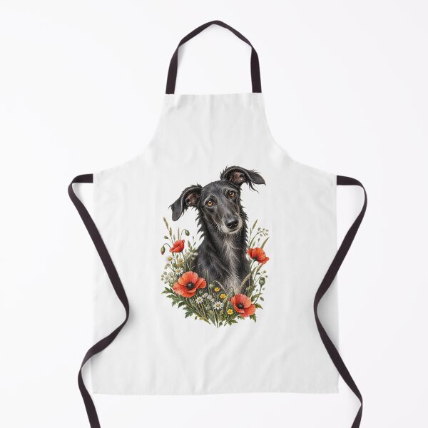 Item preview, Black Lurcher Poppy Flower Portrait designed and sold by AMICO77.