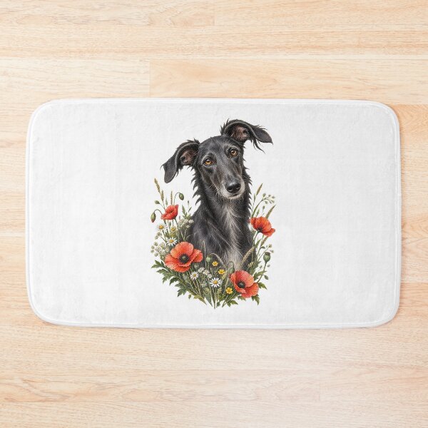 Item preview, Black Lurcher Poppy Flower Portrait designed and sold by AMICO77.
