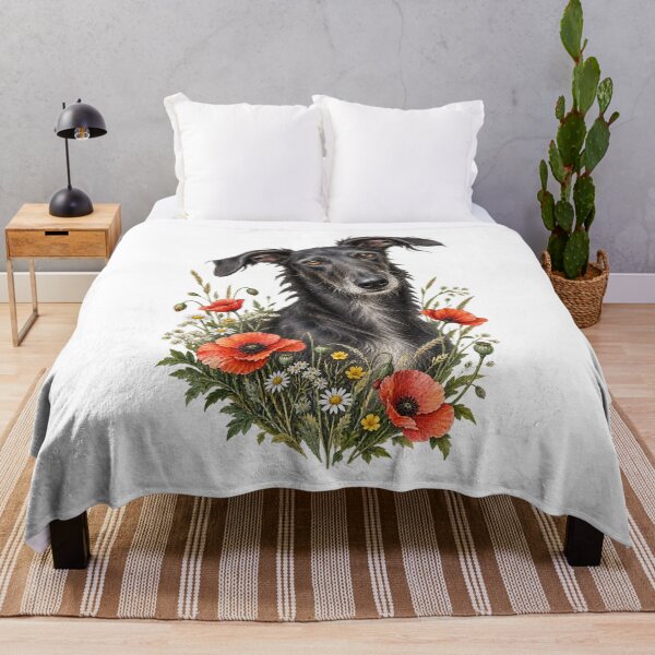 Item preview, Black Lurcher Poppy Flower Portrait designed and sold by AMICO77.