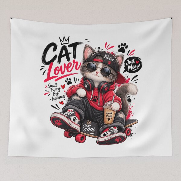 Item preview, Cool Cat Streetwear | Funny Cat Lover Skateboard T-Shirt designed and sold by ✨ Daily Vibe Studio ✨.