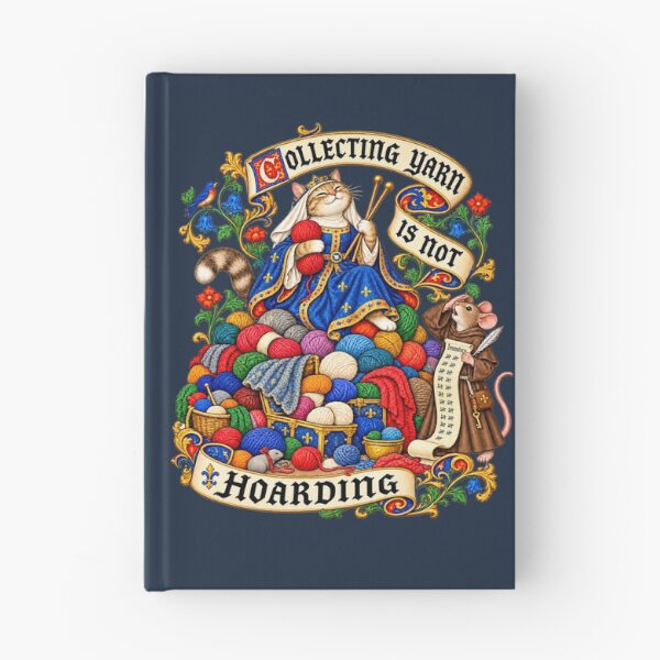 Item preview, Collecting Yarn Is Not Hoarding – Medieval Cat Knitting Humor designed and sold by TWPub.