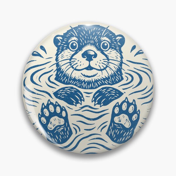 Item preview, Linocut Otter in Lake Nature Art Aquatic Animal  designed and sold by Y-Vibes.