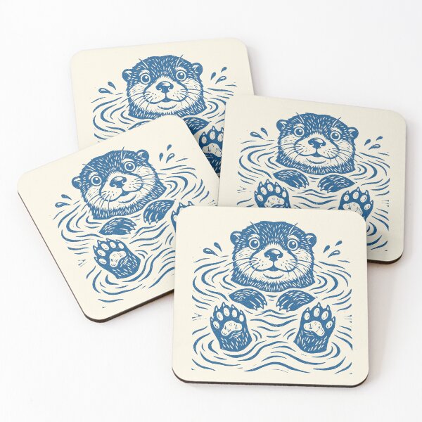 Item preview, Linocut Otter in Lake Nature Art Aquatic Animal  designed and sold by Y-Vibes.
