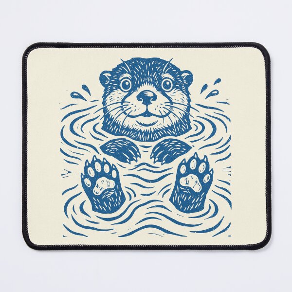 Item preview, Linocut Otter in Lake Nature Art Aquatic Animal designed and sold by Y-Vibes.