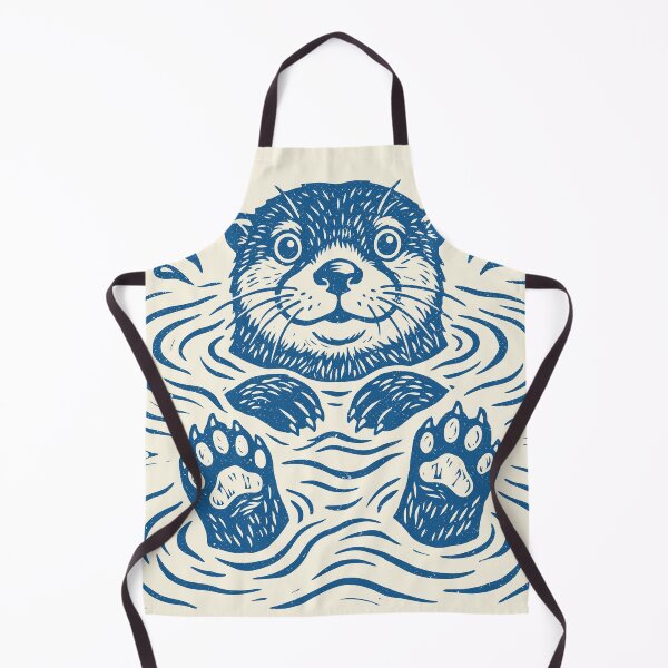 Item preview, Linocut Otter in Lake Nature Art Aquatic Animal designed and sold by Y-Vibes.