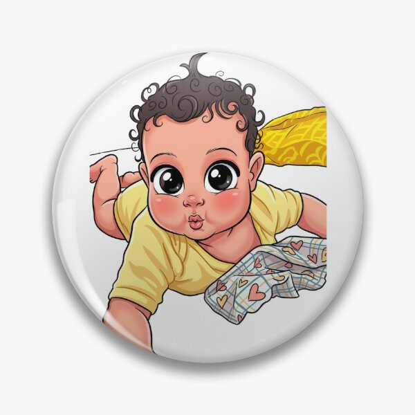 Item preview, Adorable Curly Haired Baby Cartoon Illustration  designed and sold by LC&LCPlatform.