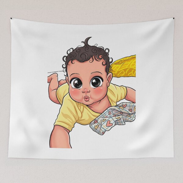 Item preview, Adorable Curly Haired Baby Cartoon Illustration  designed and sold by LC&LCPlatform.