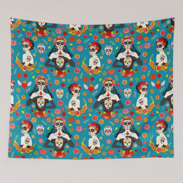 Item preview, Day of the Dead Woman with Sugar Skull Makeup and Flowers designed and sold by Sveta Aho.