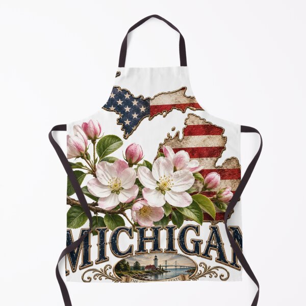 Item preview, Michigan Apple Blossom State Flower American Flag Shirt – Great Lakes State Patriotic T-Shirt designed and sold by MOELYA.