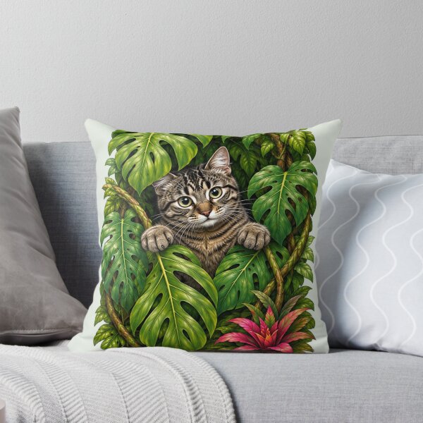 Item preview, Jungle Cat Peeking Through Tropical Leaves designed and sold by Moxie-Cat-Universe.