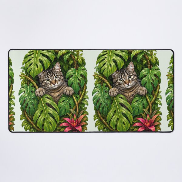 Item preview, Jungle Cat Peeking Through Tropical Leaves designed and sold by Moxie-Cat-Universe.
