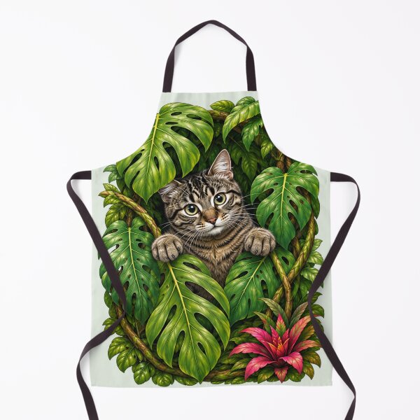 Item preview, Jungle Cat Peeking Through Tropical Leaves designed and sold by Moxie-Cat-Universe.