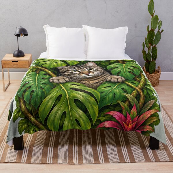 Item preview, Jungle Cat Peeking Through Tropical Leaves designed and sold by Moxie-Cat-Universe.