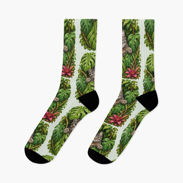 Item preview, Jungle Cat Peeking Through Tropical Leaves designed and sold by Moxie-Cat-Universe.