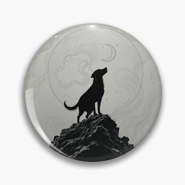 Item preview, Dog Howling at Crescent Moon – Celestial Canine Night Sky Minimalist Line Art designed and sold by PixPixari.