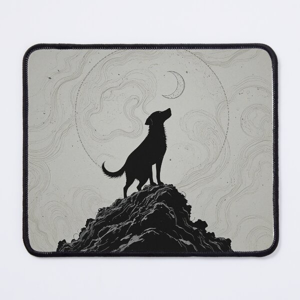 Item preview, Dog Howling at Crescent Moon – Celestial Canine Night Sky Minimalist Line Art designed and sold by PixPixari.
