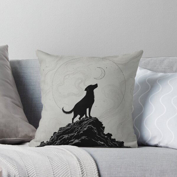 Item preview, Dog Howling at Crescent Moon – Celestial Canine Night Sky Minimalist Line Art designed and sold by PixPixari.