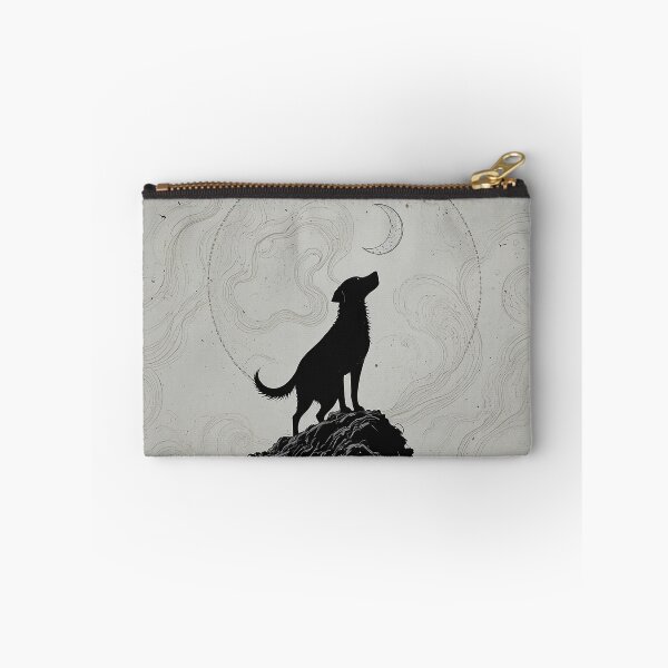 Item preview, Dog Howling at Crescent Moon – Celestial Canine Night Sky Minimalist Line Art designed and sold by PixPixari.