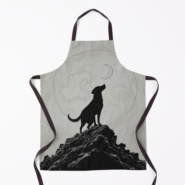Item preview, Dog Howling at Crescent Moon – Celestial Canine Night Sky Minimalist Line Art designed and sold by PixPixari.