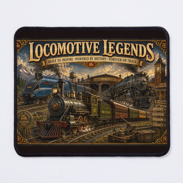 Item preview, Locomotive Legends – Vintage Steam Train Railway Heritage Poster designed and sold by ASABCreative.