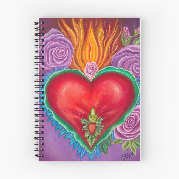 Item preview, Flaming Heart, Sacred Heart, religious art, Milagro flaming heart, Mexican art, Divine Love designed and sold by LoriFelixDesigns.