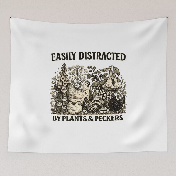 Item preview, Easily Distracted By Plants and Peckers Shirt, Chicken Lover Gift, Gardening Sweatshirt, Farm Life Sweater,  T-Shirt designed and sold by greatmar1.