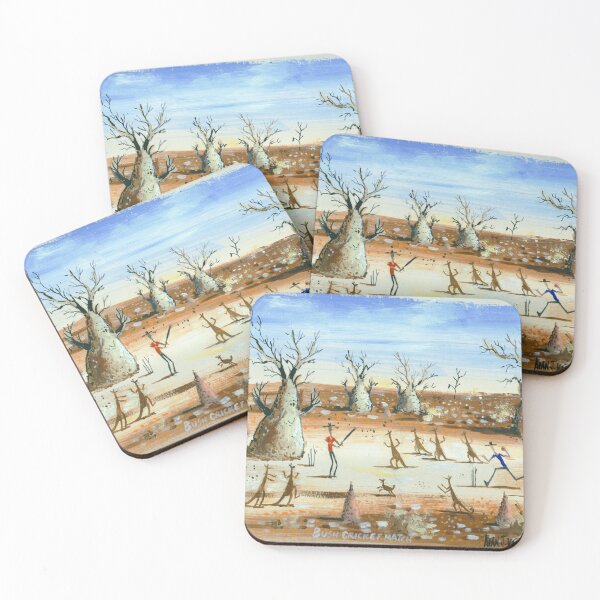 Item preview, Outback Bush Cricket Match Australian Landscape Painting designed and sold by Al Benge - NZ & Australian Art.