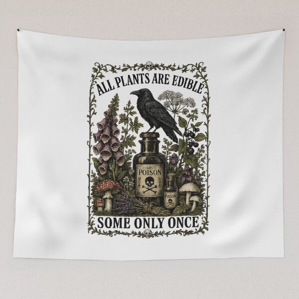 Item preview, All Plants Are Edible Some Only Once Tee, Raven Poison Garden Shirt, Gothic Botanical Graphic designed and sold by greatmar1.