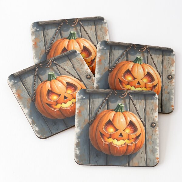 Item preview, Hanging Jack-o'-lantern on Wooden Door designed and sold by joy-Moons.